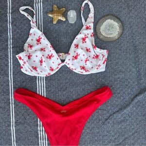 hollister red flower bikini 💋